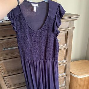 Navy blue smocked top maternity dress